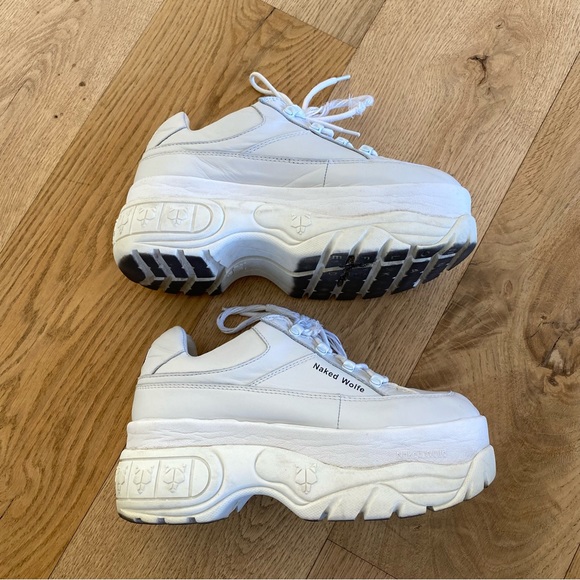 Naked Wolfe - Sporty Leather Platform Shoes in White - Picture 3 of 10